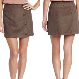 prAna Wool Blend Nicky Wrap Espresso Brown Mini Skirt Womens Sz 10